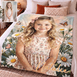 Personalized Birth Flower Oil Painting Photo Soft Throw Blanket with Name Home Decor Birthday Gift for Woman Man Girlfriend Sister 5