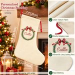 Personalised Holly Gingerbread Cookies Wreath Christmas Stocking Gift Bag with Name Fireplace Decor Christmas Gift for Family Couple 10
