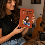 Personalized 3D-Style Character Art Music PU Leather Notebook with Name Recording Accessory Daily Use Birthday Gift for Guitar Players