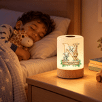Personalized Cute Forest Animal Initial Rechargeable Touch Control Night Light with Name Nursery Decor Birthday Gift for Boys Girls
