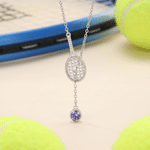 Personalized Tennis Racket Sterling Silver Necklace with Birthstone Tennis Match Birthday Gift for Tennis Lovers Friends