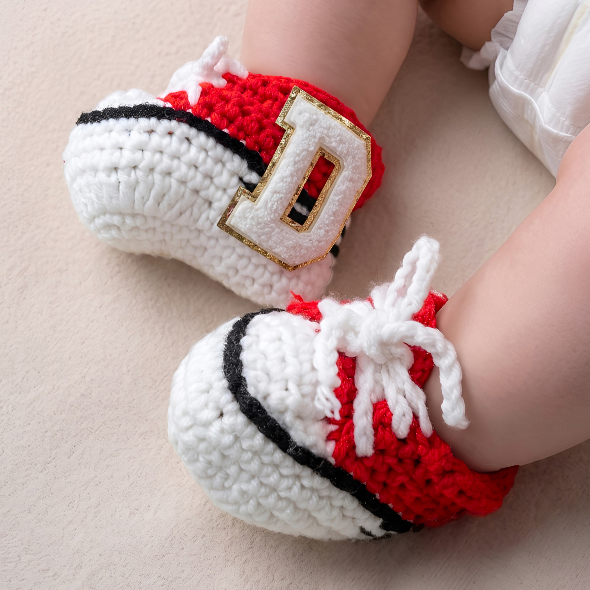 Personalised Soft Crochet Baby Sneaker Socks with Initials Daily Wear Birthday Baby Shower Gift for Newborns Parents