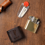 Personalized Funny Stickman Pattern Mechanical Sandalwood Lighter Kit with Initial and Box Daily Use Wedding Birthday Gift for Couple Man Husband