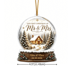 Personalised 3D-Effect Artwork Holly Cabin Our First Christmas Crystal Ball Shaped Acrylic Ornament with Name and Date Christmas Gift for Newlywed 6