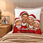 Personalized Christmas Theme Exaggerated Comic Photo Throw Pillow Cover with Text Home Decoration Anniversary Christmas Gift for Couple Family Friend 2