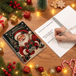 Personalised Christmas Shiny Diamond Style Santa Claus A5 Spiral Journal Notebook with Name and 120 Lined Pages Christmas Gift for Kids