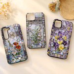 Coque de téléphone personnalisée style vitrail avec fleur de naissance et prénom pour iPhone – Cadeau d'amitié ou d'anniversaire pour la famille ou un ami, à utiliser au quotidien 1