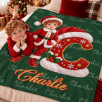 Personalised 3D-Style Art Christmas Character Photo Word Cloud Soft Throw Blanket with Name Home Decor Christmas Gift for Friends Kids Family 2