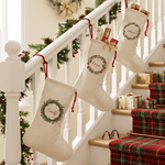 Personalised Holly Gingerbread Cookies Wreath Christmas Stocking Gift Bag with Name Fireplace Decor Christmas Gift for Family Couple 5