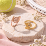 Personalized Tennis Racket Birthstone Ring Sports Jewelry Graduation Daily Wear Gift for Tennis Lovers Friends 3