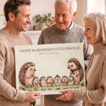 Personalised Cute Hedgehog Family Canvas Poster Frameless Framed Painting with 3-12 Names and Year Birthday Christmas Gift for Family Grandmother 6