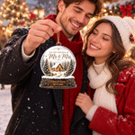 Personalised 3D-Effect Artwork Holly Cabin Our First Christmas Crystal Ball Shaped Acrylic Ornament with Name and Date Christmas Gift for Newlywed 2