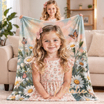 Personalized Birth Flower Oil Painting Photo Soft Throw Blanket with Name Home Decor Birthday Gift for Woman Man Girlfriend Sister 2