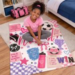 Personalised Soccer Sport Theme Soft Throw Blanket with Name and Number Game Day Birthday Christmas Gift for Soccer Player Boy Girl