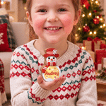Décoration de Noël personnalisée en bois avec bonhomme de neige de Noël en dessin animé et éclairage LED, avec prénom et texte – Décoration d'intérieur, cadeau pour les fêtes de fin d'année et les soirées d'hiver, à offrir à un ami