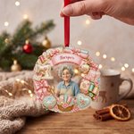 Personalized Sewing Theme Sweet Wreath Acrylic Ornament with Name and 4 Lanyards Home Decor Christmas Gift for Sewing Lover Mom Grandma Wife 3