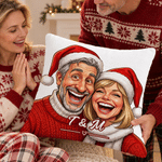 Personalized Christmas Theme Exaggerated Comic Photo Throw Pillow Cover with Text Home Decoration Anniversary Christmas Gift for Couple Family Friend 4