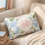 Personalized Hydrangea Pattern Design Soft Pillow Cover with Monogram Room Decor Birthday Christmas Gift for Women Flower Lovers