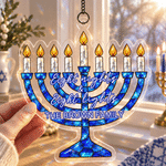Décoration d'intérieur personnalisée : menorah en acrylique avec motif de vitrail et prénom de famille, à suspendre, pour Hanoukka – Cadeau de fête pour vos amis et votre famille juifs 5