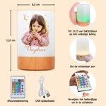 Gepersonaliseerd kinderfoto in aquarelstijl nachtlampje met naam, dimbaar met touchbediening - kinderkamerdecoratie, verjaardagscadeau voor kinderen 9