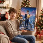 Stampe fotografiche personalizzate per bambini in stile fiabesco con castello di fiocchi di neve: decorazioni da parete per la casa, regali di Natale e di compleanno per familiari e amici