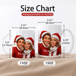 Personalized Christmas Comic Style Photo 11 oz 15 oz Ceramic Coffee Mug with Text Christmas Gift for Couple Friend Pet Owner