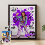 Personalised Graffiti Oil Painting Photo Ink Splatter Canvas Prints with Name Home Decor Birthday Housewarming Gift for Graffiti Lovers 1