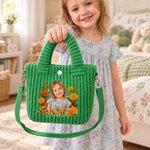 Personalized Birth Flower Cartoon Character Photo Corduroy Kid Crossbody Bag with Name Birthday Gift for Girls 3