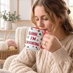 Personalized Cartoon Knitted Character Yarn Crochet 11 oz 15 oz Ceramic Mug with Name Daily Use Christmas Birthday Gift for Knitting Lovers