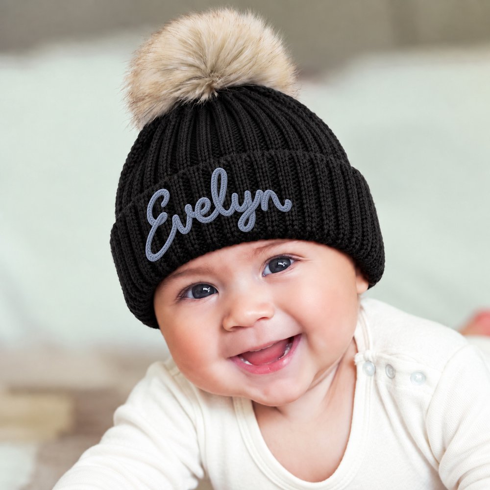 Individuell gestaltete, mit mehrfarbigem Garn umwickelte, weiche Baby-Strickmütze mit Pompon, ab 2 Monaten bis 6 Jahren, für den Winteralltag, als Geschenk zur Babyparty für Babys und Kleinkinder 8