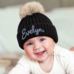 Individuell gestaltete, mit mehrfarbigem Garn umwickelte, weiche Baby-Strickmütze mit Pompon, ab 2 Monaten bis 6 Jahren, für den Winteralltag, als Geschenk zur Babyparty für Babys und Kleinkinder 8