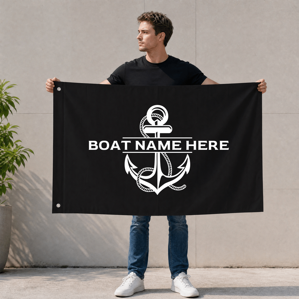 Personalised Nautical Anchor Waterproof Flag with Text Birthday Anniversary Gift for Sailor Boat Owner Captain 6