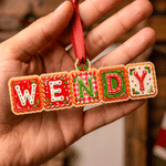 Adorno de madera personalizado con efecto 3D, con nombre en forma de galleta de jengibre, horizontal o vertical, para decorar el árbol de Navidad; regalo navideño para la familia, los niños y los amigos 5