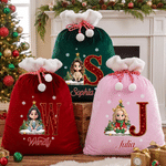Personalised 3D-Effect Artwork Cartoon Character Photo Velvet Pom-Pom Santa Sack Gift Bag with Name Holiday Decor Christmas Gift for Kids Family 1