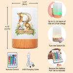 Personalized Cute Forest Animal Initial Rechargeable Touch Control Night Light with Name Nursery Decor Birthday Gift for Boys Girls
