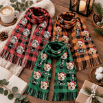 Écharpe personnalisée sur le thème de Noël, avec un personnage de dessin animé représentant votre animal de compagnie, son nom et un pompon – Accessoire d'hiver, cadeau de Noël idéal pour les propriétaires d'animaux de compagnie 2