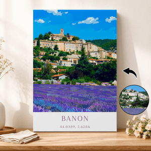Personalised Oil Painting Poster Style Travel Photo Canvas Prints with Title Home Wall Decor Christmas Birthday Gift for Travel Lovers