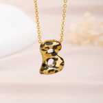 Personalised Trendy Y2K Leopard Print 3D Bubble Letter Necklace with Name Daily Wear Birthday Gift for Women Teen Girls 3