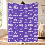 Personalized Star Paw Print Word Cloud Soft Throw Blanket with Initial Name and Number Home Decor Birthday Christmas Gift for Kids Family Friends 1