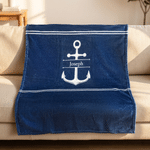 Personalized Boat Anchor Soft Throw Blanket with Name Home Decor Christmas Gift for Father Sailing Enthusiast Boat Owner