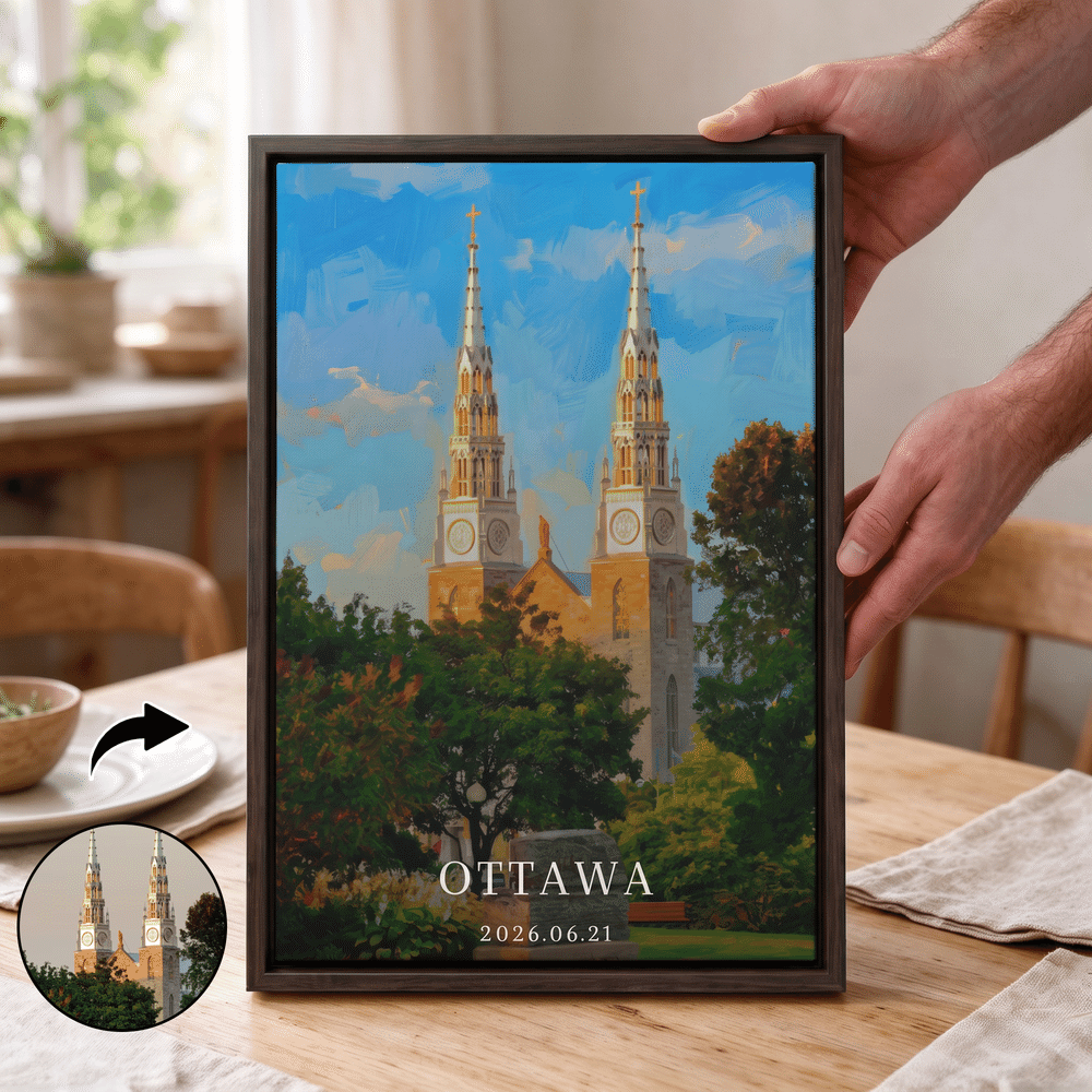 Personalised Oil Painting Poster Style Travel Photo Canvas Prints with Title Home Wall Decor Christmas Birthday Gift for Travel Lovers 6