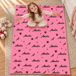 Personalized Star Paw Print Word Cloud Soft Throw Blanket with Initial Name and Number Home Decor Birthday Christmas Gift for Kids Family Friends 5