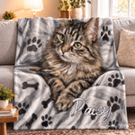 Personalized Oil Painting Style Pet Photo Soft Throw Blanket with Name Home Decor Birthday Christmas Gift for Dog Cat Pet Owner Lover 2