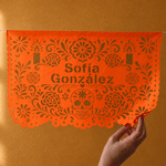 Personalised Mexican Sugar Skull Floral Papel Picado Cutout Banners Flags with Name Fiesta Party Decor Day of the Dead Gift for Loss of Loved One 2