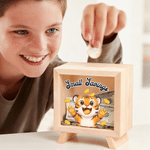 Personalized Eat Gold Coin Animal Wooden Money Box Piggy Bank with Text Back to School Birthday Gift for Boys Girls 5