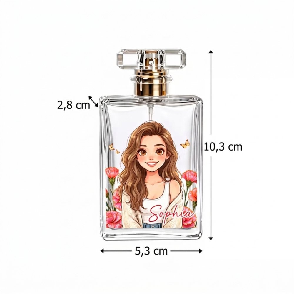 Personalisierter Parfumflakon 50 ml mit 3D-Fotoporträt | mit Namen & Geburtsblumen | Geburtstagsgeschenk für Brautjungfern Frauen & Freundinnen 7