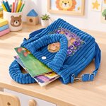 Personalized Birth Flower Cartoon Character Photo Corduroy Kid Crossbody Bag with Name Birthday Gift for Girls 7