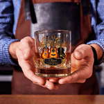 Personalized 3D-Effect Artwork Guitar Studio 10 oz Rock Whiskey Glass with Name Birthday Anniversary Holiday Gift for Guitar Players Music Lovers