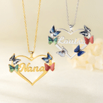 Collar personalizado de plata de ley con mariposas, corazón y el número 1-8, ideal para celebrar el nacimiento de un familiar, con nombre; regalo de aniversario o de cumpleaños para mujer o madre 3