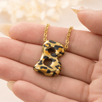 Personalised Trendy Y2K Leopard Print 3D Bubble Letter Necklace with Name Daily Wear Birthday Gift for Women Teen Girls 4